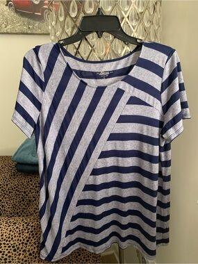 Bass Navy and Light Gray Striped Short-Sleeve Tee